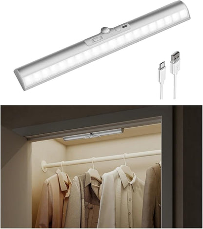 EZVALO Motion Sensor Closet Light, Rechargeable 1800mAh Battery-Operated LED Light, Rotatable Sensor, 3 Color Temperatures & Stick-On Light for Closet, Pantry, Stairs