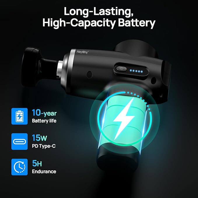 Professional Muscle Massage Gun with Heat, Portable Handheld Muscle Massager, Percussion Back Body Masajeador 12mm Amptitude for Athletes, Runner, Gifts for Men Women