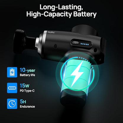 Professional Muscle Massage Gun with Heat, Portable Handheld Muscle Massager, Percussion Back Body Masajeador 12mm Amptitude for Athletes, Runner, Gifts for Men Women