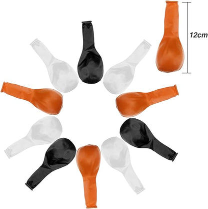 TecUnite 100 Pieces 13 Inch Orange White Black Latex Balloons Colorful Round Balloons for Halloween Wedding Birthday Racing Car Poker Card Party Decoration