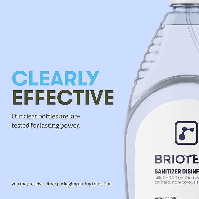 BRIOTECH Sanitizer Disinfectant Hypochlorous Spray, Kill 99.99% of Viruses & Bacteria, Control Mold, Eliminate Odor, Gentle for Nursery & Play Rooms, Food Contact Surface Sanitizer, 32 fl oz (4 Pack)