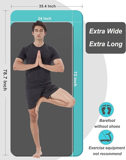 Yoga Mat Thick Wide Yoga Mats for Women Men Large Exercise Mat 78"x35" 1/2 Inch Workout Mat for Home Gym, with Carrying Yoga Bag