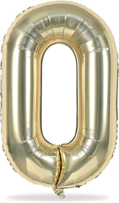 40" Balloon Number 0 Champagne Gold, Large Foil Number Balloons Set 0-9 for Girls Women, Light Gold 0 Helium Balloons for Boys Men Birthday Anniversary Graduation New Year Party Decoration Supplies