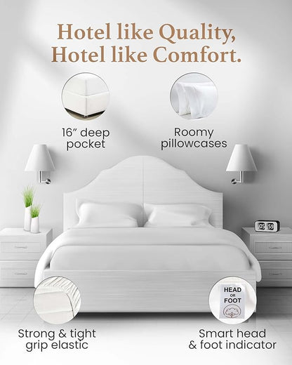GOOD SLEEP BEDDING California King Sheet Sets - 100% Egyptian Cotton Sheets California King Size, 4Pc, 1000 TC, Cal King Sheet Set, Soft Sateen Weave, 16" Deep Pocket California King Sheet Set - White