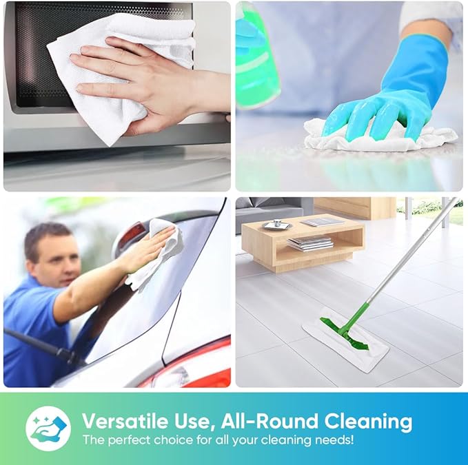 HOMEXCEL White Microfiber Cleaning Cloths 10 Pack, Highly Absorbent, Lint & Scratch-Free Cleaning Rags for House Kitchen, Black Microfiber Towels for Car 11.5 x 11.5 inch