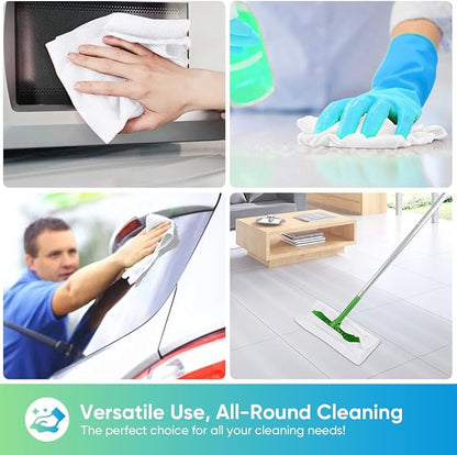 HOMEXCEL White Microfiber Cleaning Cloths 10 Pack, Highly Absorbent, Lint & Scratch-Free Cleaning Rags for House Kitchen, Black Microfiber Towels for Car 11.5 x 11.5 inch
