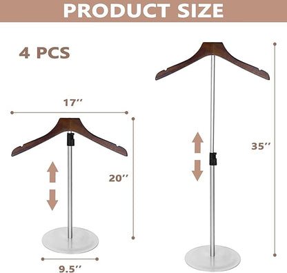 4 Pack Shirt Display Stand 35" Height Adjustable Shoulder Stand Shirt Rack, T Shirt Display Stand for Shops, Steaming Clothes Holder, Silver