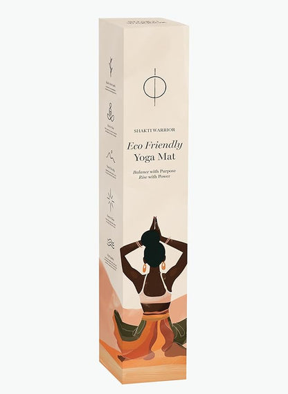 Shakti Warrior Cork Yoga Mat - Artist Designed, Premium Printed Eco-Friendly Non-Slip mat, Great for Regular & Hot Yoga, Pilates, Workouts 72 inch x 24 inch x 3mm Thick