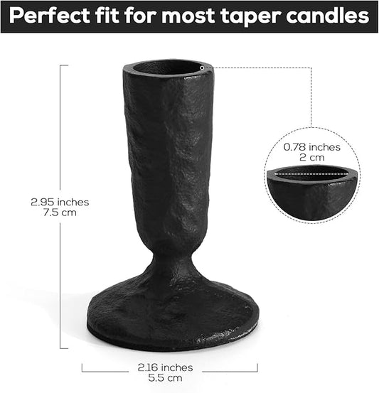 Handcrafted Black Taper Candle Holders Set of 2 Cast Iron Candlesticks for Weddings Dining Table Centerpiece Parties Timeless Vintage Home Decor