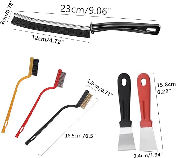 Kitchen Crevice Cleaning Brush Set,Multi Purpose Hard Bristle Brushes,Scraper,Rubber Gloves for Deep Cleaning Gap,Car,Sink,Corners,Tight Spaces,Bottle,Cup,Blender,Range Hood,Stove,Window Track