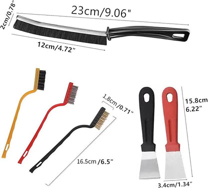 Kitchen Crevice Cleaning Brush Set,Multi Purpose Hard Bristle Brushes,Scraper,Rubber Gloves for Deep Cleaning Gap,Car,Sink,Corners,Tight Spaces,Bottle,Cup,Blender,Range Hood,Stove,Window Track