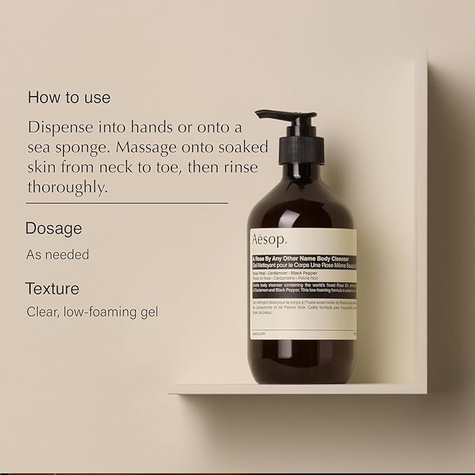 Aesop A Rose By Any Other Name Body Cleanser | Gentle Body Cleanser with Rose Petal Oil & Skin-Softening Botanicals | 16.9 oz / 500mL (Pack of 3)