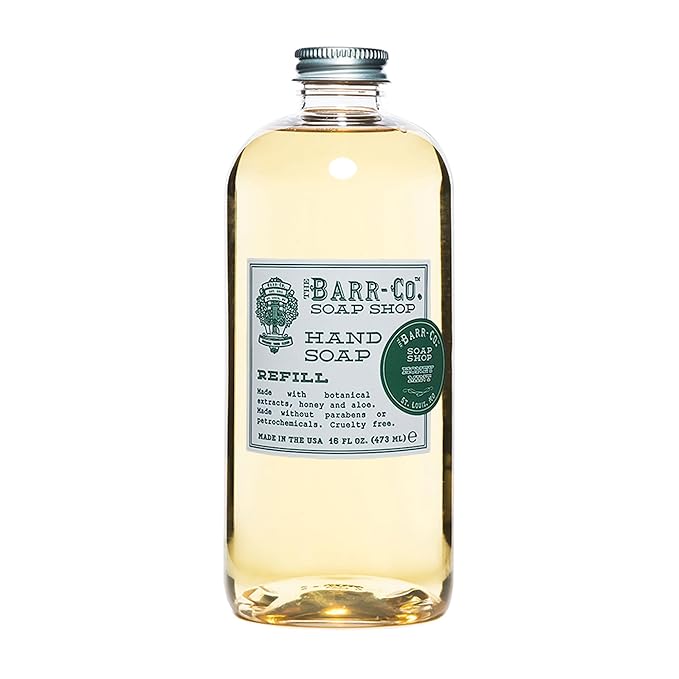 BARR-CO. Soap Shop Honey Mint Hand Soap Refill – Natural, Moisturizing Liquid Soap for Bathroom & Kitchen, Vegan Formula with Herbaceous Mint, Tea & Honey Scent, 16fl oz