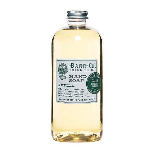 BARR-CO. Soap Shop Honey Mint Hand Soap Refill – Natural, Moisturizing Liquid Soap for Bathroom & Kitchen, Vegan Formula with Herbaceous Mint, Tea & Honey Scent, 16fl oz