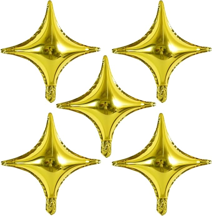 18inch Star Shape Foil Mylar Balloon,30 pcs Gold Four Angle Star Balloons for Birthday Party,Wedding,Valentine's Day, engagement party，Christmas,Baby Shower Backdrops Decorations ﻿