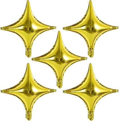 18inch Star Shape Foil Mylar Balloon,30 pcs Gold Four Angle Star Balloons for Birthday Party,Wedding,Valentine's Day, engagement party，Christmas,Baby Shower Backdrops Decorations ﻿