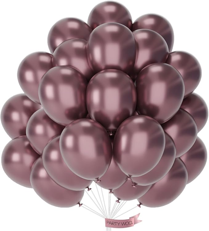 PartyWoo Metallic Brown Balloons 50 pcs 12 Inch Chrome Bronze Copper Latex Helium Balloons for Graduation Baby Shower Gender Reveal Wedding Anniversary Birthday Party Decorations Brown-G133