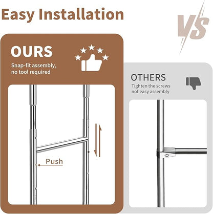 Clothes Rack Heavy Duty 620LBS For Hanging Clothes, Commercial Garment Rack Heavy Duty,Collapsible ＆ Portable Clothes Rack with Wheels,Rolling Clothing Racks Metal Clothing Rack (CR-H)