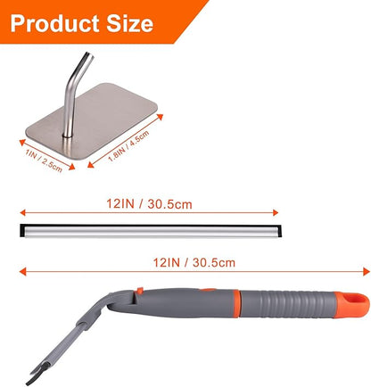 All Purpose 12 inch Shower Squeegee with 2pcs Rubber Wiper Blade BITOPE Window Squeegee Soft Safe to Clean Shower Door Bathroom Car Windshield Glass Mirrors