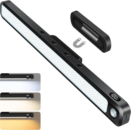 Ferswe 3W Motion Sensor Magnetic Light Bar,Eye-Friendly Rechargeable Closet Lights with Battery Display,2000mAh Vanity Lights for Mirror, Rechargeable Light Bar for Cabinet, Closet, Bathroom and Desk