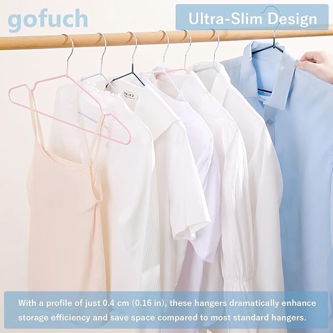 Ultra-Thin Metal Hangers, 30 Pack Non-Slip PVC Coated Space Saving Clothes Hangers for Closet, 16 inch Wide for Suits, Dresses, Jackets（Black）