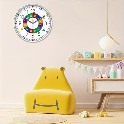 XFM Large Learning Clock for Kids Silent Non Ticking Battery Operated Colorful Teaching Time Clock 16 Inch Decorative Analog Clock for Kids Room Classroom School Playroom