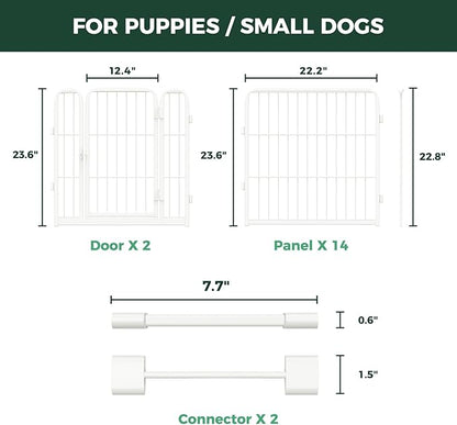 FXW Homeplus Unleashed Indoor Dog Playpen - Stress-Free and Safe Play, Heavy Duty 24 Inch 16 Panels with Connectors (Pack of 2) for Puppy and Small Dogs, White│Patented