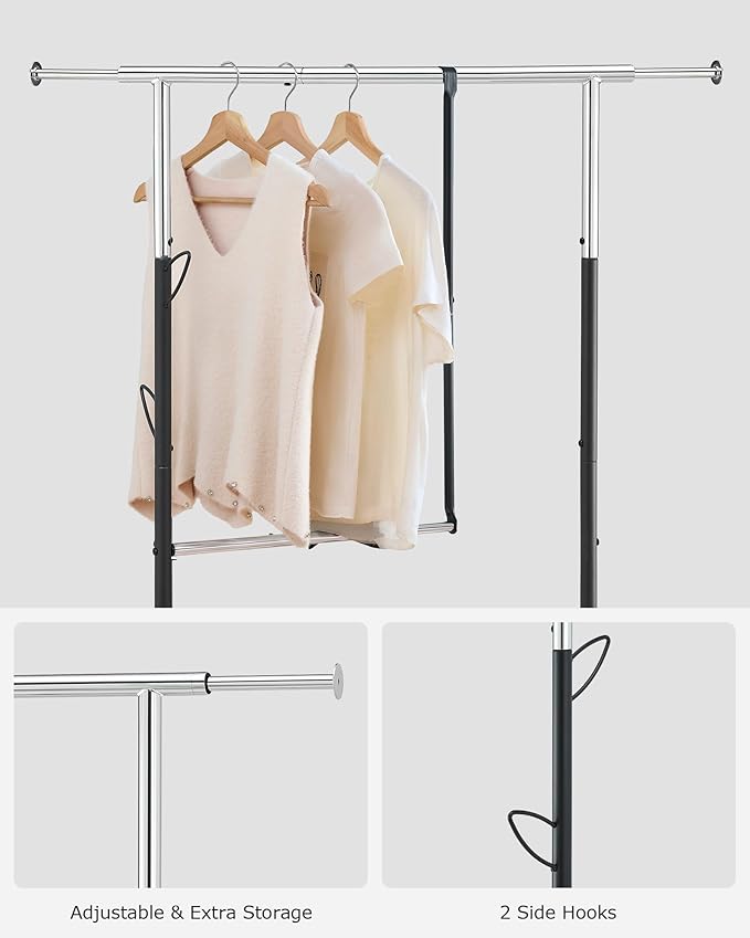 FAVOOSTY Hanging racks for clothes Rack with Wheels Garment racks for hanging clothes racks for hanging clothes Double adjustable Clothes Organizer for kids with Extendable Rod Black