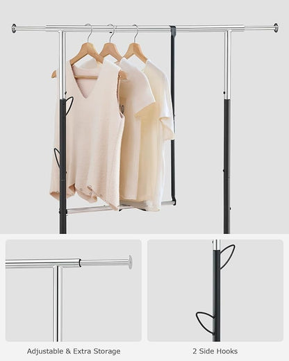 FAVOOSTY Hanging racks for clothes Rack with Wheels Garment racks for hanging clothes racks for hanging clothes Double adjustable Clothes Organizer for kids with Extendable Rod Black