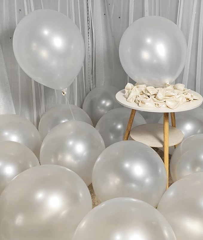 90 Pack White Pearl Balloons 18 inch Pearl White Latex Party Balloon Bulk for Various Party Events Decorations