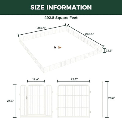 FXW Rollick Unleashed Dog Playpen for Indoor, Yard, RV Camping, 24 inch 48 Panels for Small and Puppy Dogs, White│Patented