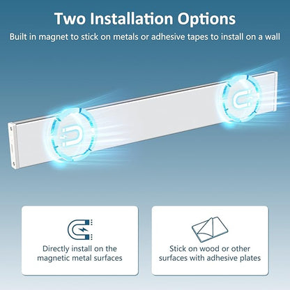 Ascher 15.2inch Under Cabinet Lights, 3000mAh Rechargeable Motion Sensor Light indoor, 3 Color Temperatures & Stepless Dimmable Closet Lights, Magnetic Under Counter Light for Kitchen, Silver - 2 Pack