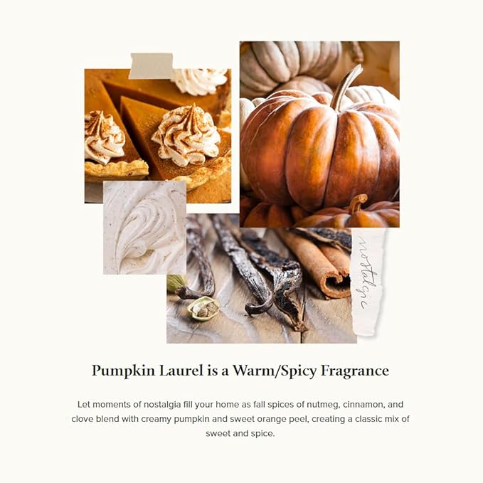 Thymes Petite Oil Reed Diffuser Set – Includes Reed Diffuser Sticks, Fragrance Oil, & Glass Bottle – Luxury Home Decor – Fall Decor – Fall Scents – Burnt Orange (Pumpkin Laurel, 4 fl oz)