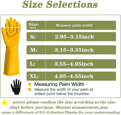8 Pairs Reusable Household Cleaning Gloves, Rubber Kitchen Dishwashing Gloves,Extra Thickness, Long Sleeves, for Washing Dishes, Pet Care(Medium, Yellow)