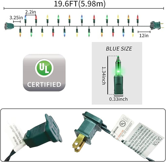 Green Wire,Multicolor,Incandescent Bulb 100 Mini String Lights for Indoor Christmas Tree Garland Birthday Wedding Party Festival Decoration