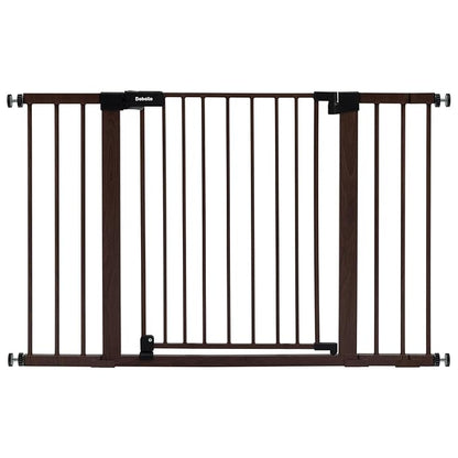 BABELIO Baby Gate with Black Wood Pattern, 29-48 Inch Auto Close Dog Gate PressGuard P7 for The House, Stairs and Doorways, Pressure Mounted Pet Gate with Door and Y Spindle Rods