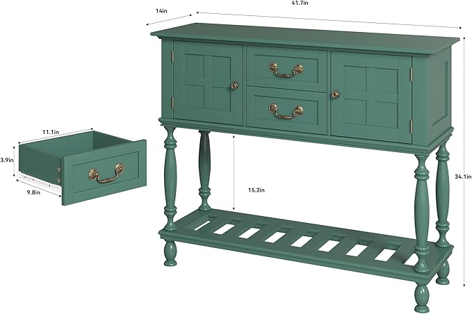 Console Table with Drawers, Vintage Entryway Tables with Storage and Shelf, Hallway Table with Turned Legs, Narrow Behind Couch Sofa Table for Entryway, Hallway, Living Room