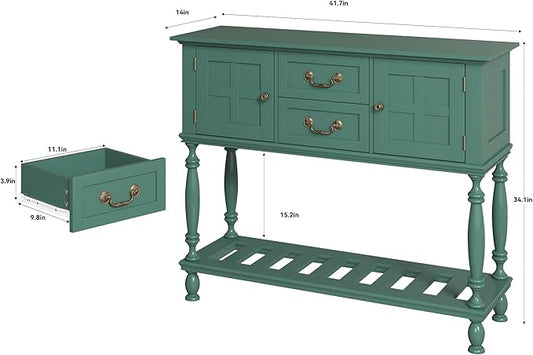 Console Table with Drawers, Vintage Entryway Tables with Storage and Shelf, Hallway Table with Turned Legs, Narrow Behind Couch Sofa Table for Entryway, Hallway, Living Room