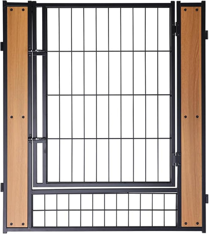 Heavy Duty Dog Playpen 32 Inch Height - Indoor Outdoor Pet Fence Enclosure for Medium and Small Dogs - Foldable Puppy Exercise Pen for Indoor and RV Camping or Yard (Door Panel, 32" H (Oak))