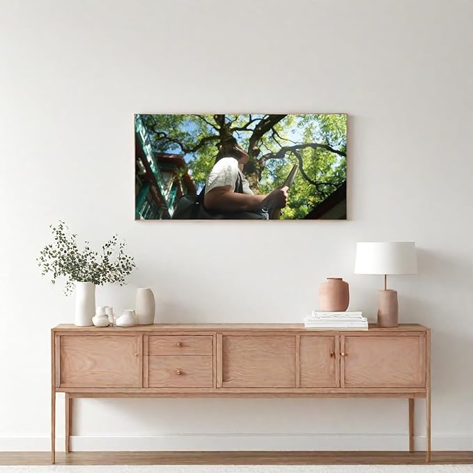 Sunset Meadow Canvas Wall Art Painting Home Modern Artwork Decorations Framed for Living Room Bedroom Office 40x20 Inch(24x12 Inch) (Asian, Color1, 40L x 20W)