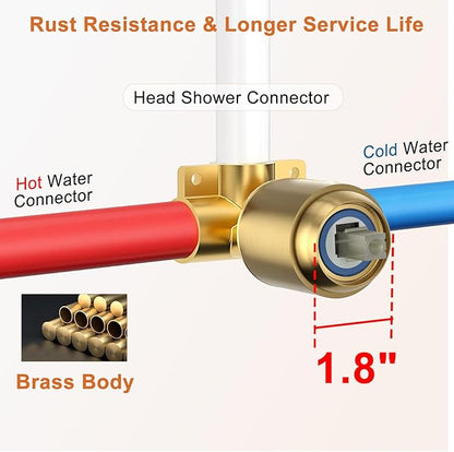 HUCKLE Shower Head, 8-Inch Gold Shower Faucet with Valve, Single-Handle Rainfall Shower Trim Kit, Matte Black Shower Fixtures for Bathroom
