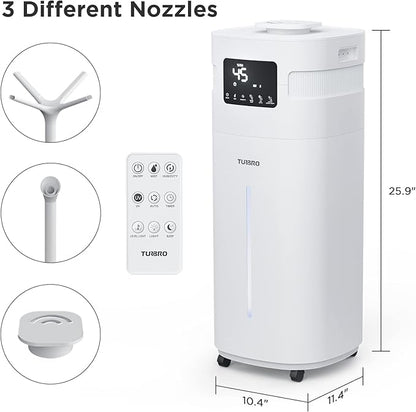 TURBRO Commercial Humidifier, WiFi-Enabled, 5.3Gal/20L Ultrasonic Air Vaporizer for Large Rooms up to 2000 Sq Ft, UV-C LED, Top Refill, with 360°Nozzle for Whole House, Greenhouse, Plant