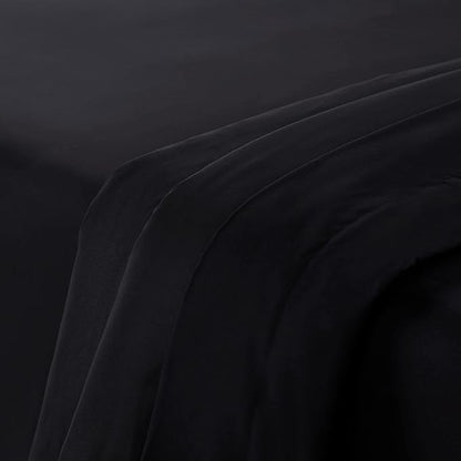 Serta Simply Clean Super Soft Hypoallergenic Stain Resistant Deep Pocket 4 Pieces Solid Bed Sheet Set, King, Black
