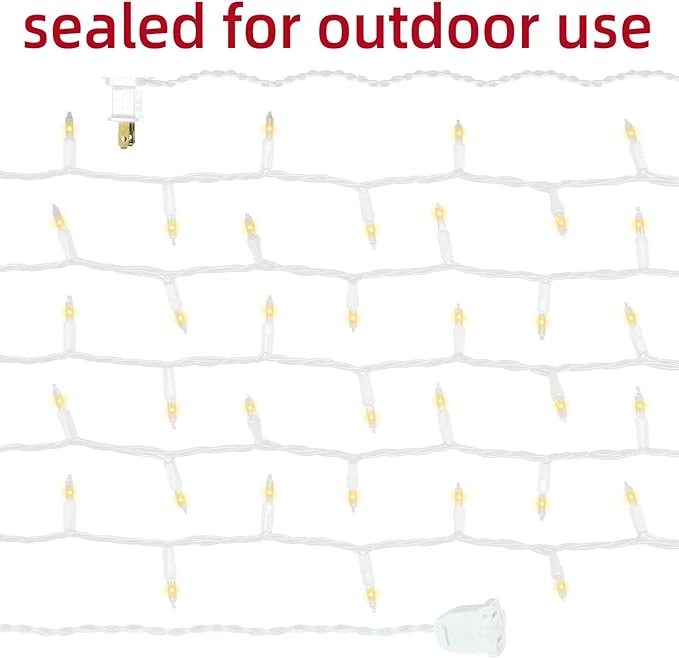 White Wire, Clear Incandescent Bulb 100 Mini String Lights for Indoor Christmas Tree Garland Birthday Wedding Party Festival Decoration
