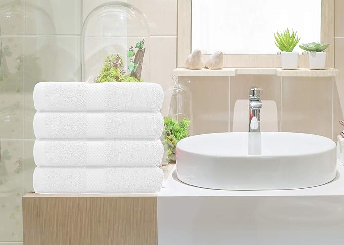 DAN RIVER 6-Pack Premium Hand Towels (16x28 Inches) - 100% Cotton, Ultra Soft, Lightweight, Highly Absorbent Towels for Bathroom, Spa, Gym, Salon, Hotel, and Travel - 550 GSM – White