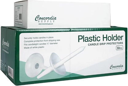 Concordia Supply Plastic Holder Candle Drip Protectors - 5.75" x 1/2" Candles - Set of 100