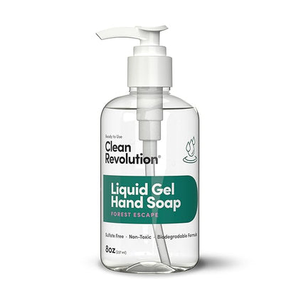 Clean Revolution Liquid Gel Hand Soap, Silky Rich Liquid, Quick Lather, Fast Rinsing, Contains Real Essential Oils (Forest Escape) 8 Fl Oz