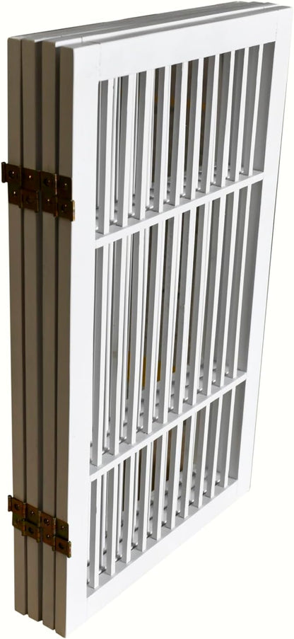 Pet Dog Gate Strong and Durable Freestanding Folding Acacia Hardwood Portable Wooden Fence Indoors or Outdoors by Urnporium (White Pet Gate, 4 Panel 30" Tall)