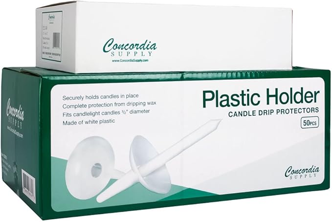 Concordia Supply 6.5" Candlelight Service Vigil Candles with Plastic Candle Holders (Set of 100) - Convenient for Memorial Candles, Congregational Candles, Christmas Eve Candles, Shabbat Candles