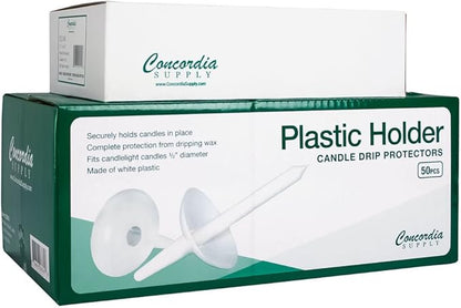 Concordia Supply 6.5" Candlelight Service Vigil Candles with Plastic Candle Holders (Set of 100) - Convenient for Memorial Candles, Congregational Candles, Christmas Eve Candles, Shabbat Candles